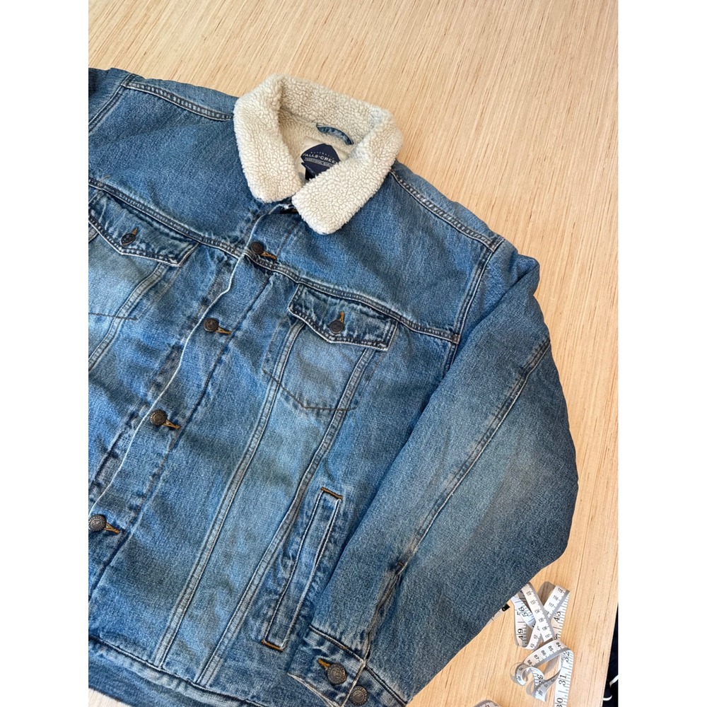 Falls Creek Mens XL Denim Trucker Jacket Sherpa Lined Blue Jean Coat 
38